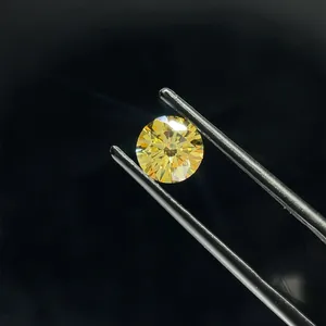 0.91ct ROUND Fancy Intense Yellow VVS2 Coloured Lab diamond