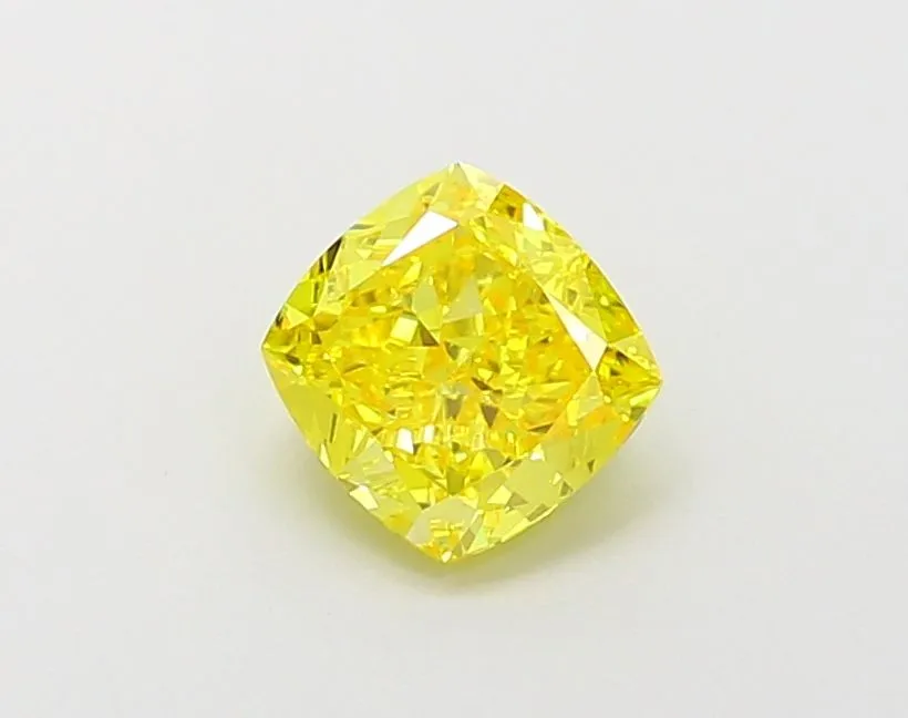 1.08ct CUSHION Fancy Vivid Yellow VVS1 Coloured Lab diamond