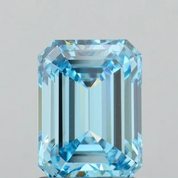 1.79ct EMERALD Fancy Vivid Blue VVS2 Coloured Lab diamond