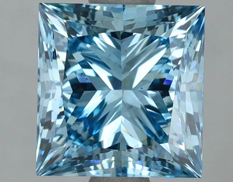 3.08ct PRINCESS Fancy Vivid Blue VS2 Coloured Lab diamond