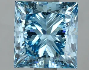 3.08ct PRINCESS Fancy Vivid Blue VS2 Coloured Lab diamond