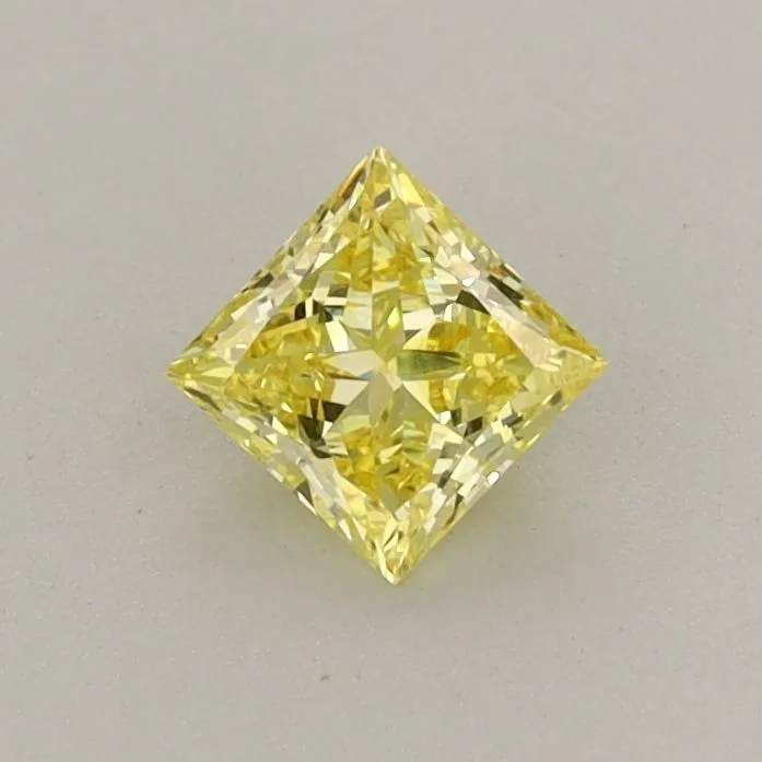 0.39ct PRINCESS Fancy Vivid Yellow VS1 Coloured Lab diamond