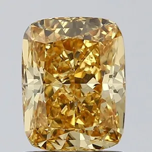 1.34ct CUSHION Fancy Vivid Yellow VVS2 Coloured Lab diamond
