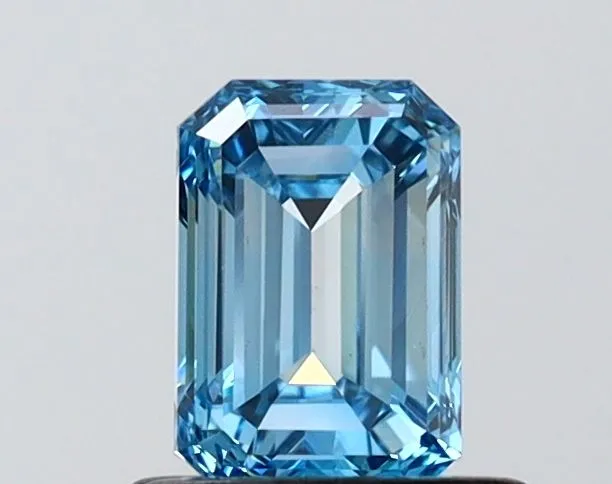 0.72ct EMERALD Fancy Vivid Blue VVS2 Coloured Lab diamond