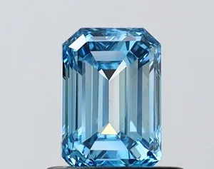 0.72ct EMERALD Fancy Vivid Blue VVS2 Coloured Lab diamond
