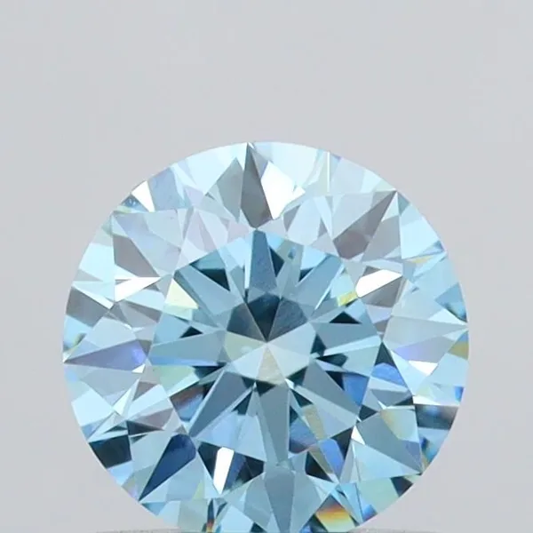 0.73ct ROUND Fancy Vivid Blue VVS2 Coloured Lab diamond