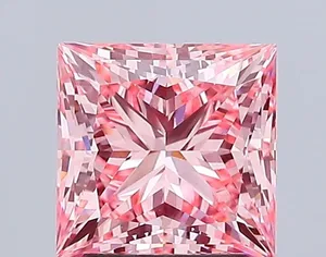2.77ct PRINCESS Fancy Vivid Pink VS1 Coloured Lab diamond