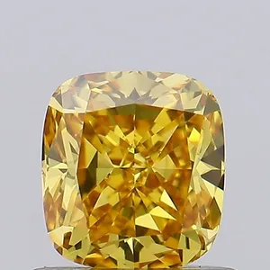0.73ct CUSHION Fancy Vivid Yellow VVS2 Coloured Lab diamond
