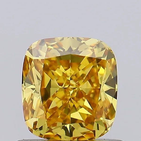 0.73ct CUSHION Fancy Vivid Yellow VVS2 Coloured Lab diamond