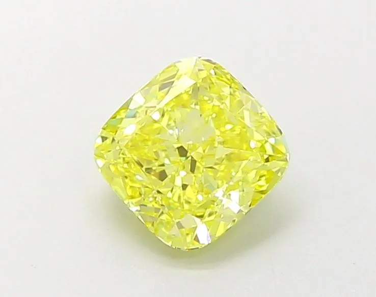 1.12ct CUSHION Fancy Vivid Yellow VVS1 Coloured Lab diamond