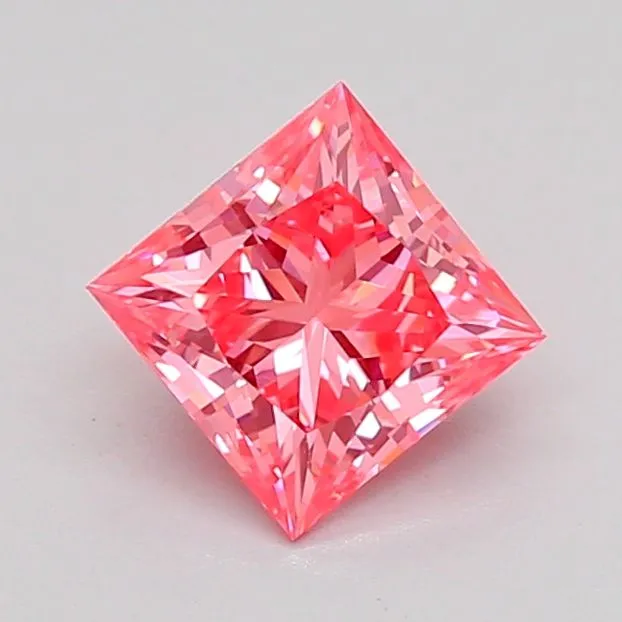 1.00ct PRINCESS Fancy Vivid Pink VS1 Coloured Lab diamond