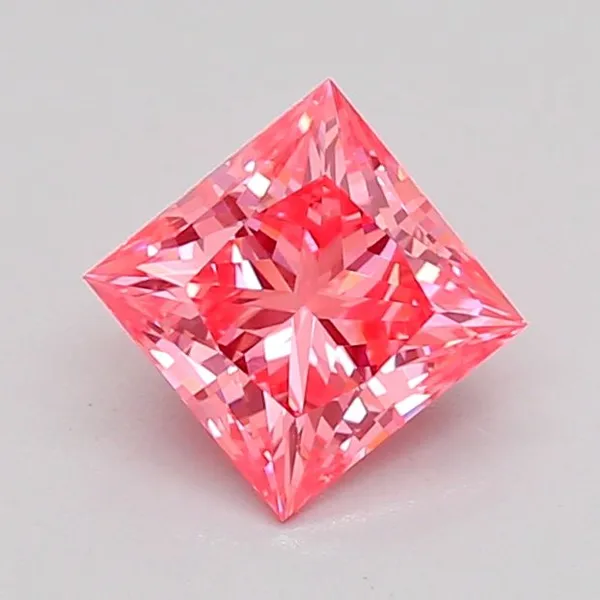 1ct PRINCESS Fancy Vivid Pink VS1 Coloured Lab diamond