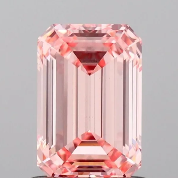 1.01ct EMERALD Fancy Vivid Pink VS1 Coloured Lab diamond