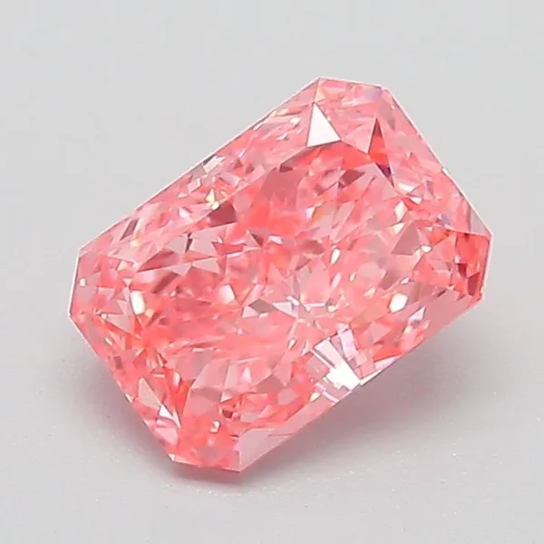 1.08ct RADIANT Fancy Vivid Pink VVS2 Coloured Lab diamond