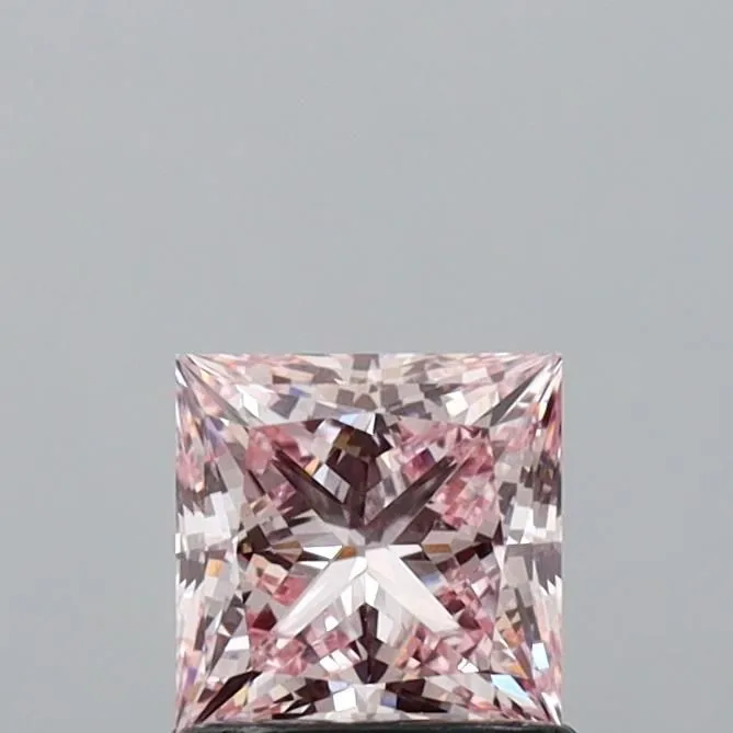 1.07ct PRINCESS Fancy Intense Pink VVS2 Coloured Lab diamond