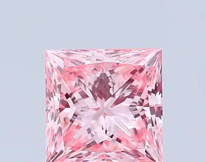 0.91ct PRINCESS Fancy Vivid Pink VVS2 Coloured Lab diamond