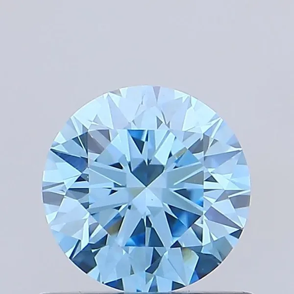 0.74ct ROUND Fancy Vivid Blue VVS2 Coloured Lab diamond