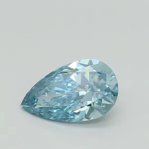 0.59ct PEAR Fancy Vivid Greenish Blue VVS2 Coloured Lab diamond