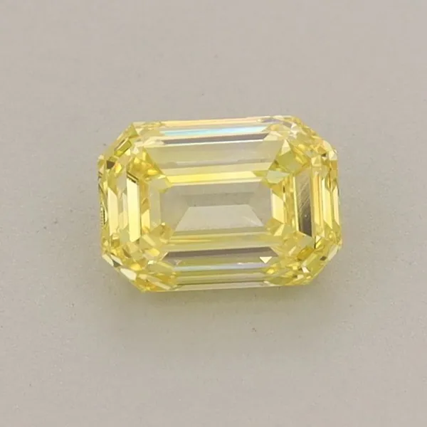 0.54ct EMERALD Fancy Intense Yellow VVS2 Coloured Lab diamond
