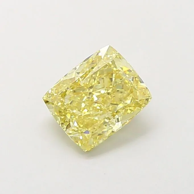 1.23ct CUSHION Fancy Intense Yellow VVS2 Coloured Lab diamond