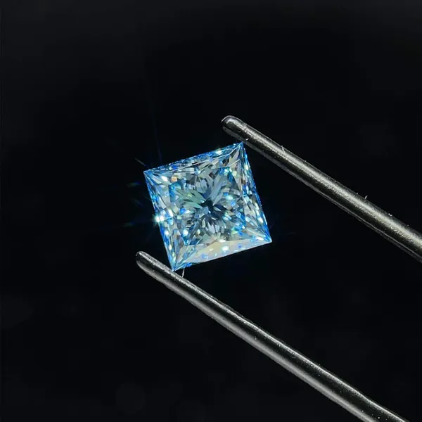 2.09ct PRINCESS Fancy Vivid Blue VS1 Coloured Lab diamond