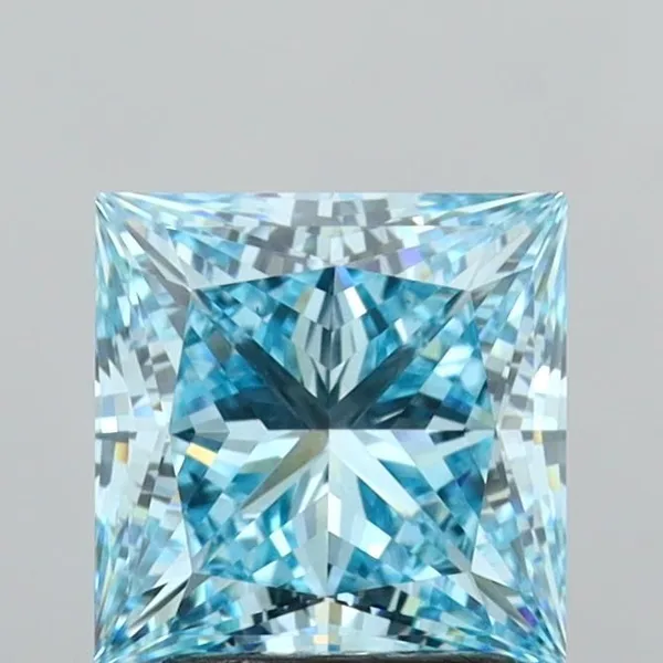 2.82ct PRINCESS Fancy Vivid Blue VS1 Coloured Lab diamond