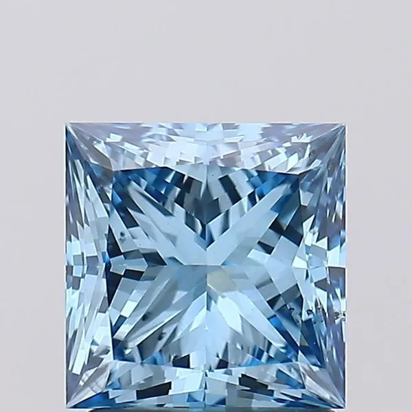 1.5ct PRINCESS Fancy Vivid Blue SI1 Coloured Lab diamond
