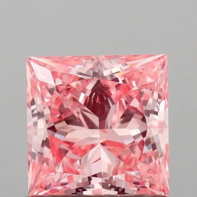 0.81ct PRINCESS Fancy Vivid Pink VS2 Coloured Lab diamond