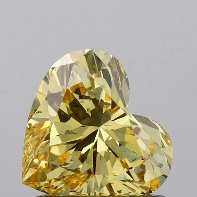 1.04ct HEART Fancy Vivid Yellow SI2 Coloured Lab diamond