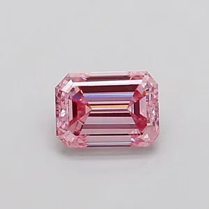 0.37ct EMERALD Fancy Intense Pink VS2 Coloured Lab diamond