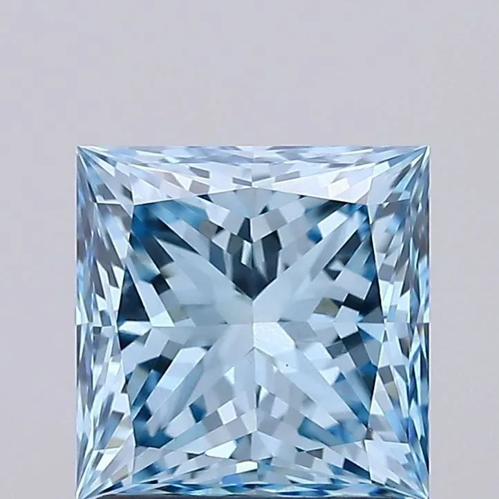 1.71ct PRINCESS Fancy Vivid Blue VS1 Coloured Lab diamond