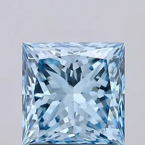 1.71ct PRINCESS Fancy Vivid Blue VS1 Coloured Lab diamond