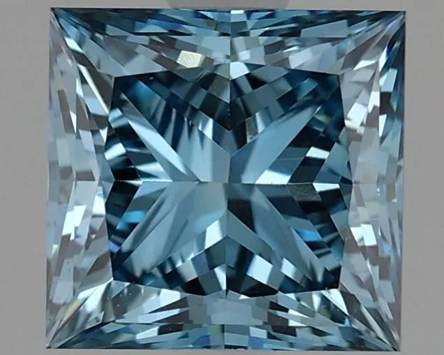 1.54ct PRINCESS Fancy Vivid Blue VS1 Coloured Lab diamond