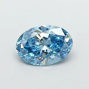0.98ct OVAL Fancy Vivid Blue VS1 Coloured Lab diamond