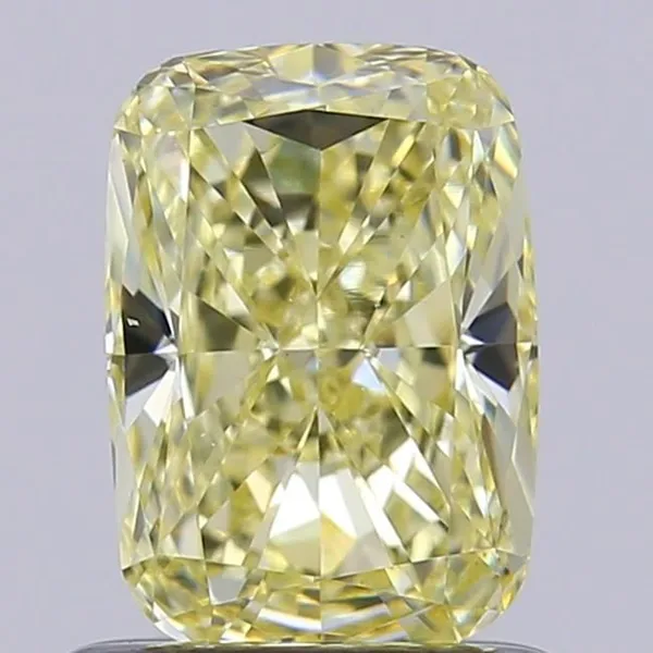0.92ct CUSHION Fancy Light Yellow VVS2 Coloured Lab diamond