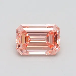 0.9ct EMERALD Fancy Intense Pink VS1 Coloured Lab diamond
