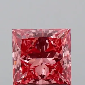 1ct PRINCESS Fancy Vivid Pink SI1 Coloured Lab diamond