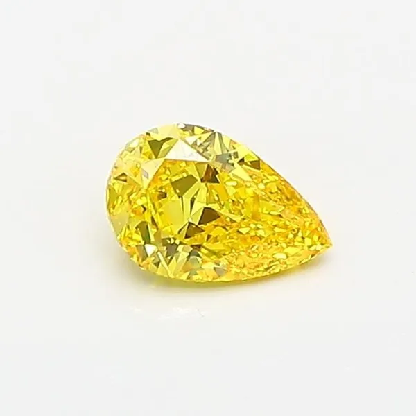 0.39ct PEAR Fancy Vivid Yellow VVS2 Coloured Lab diamond