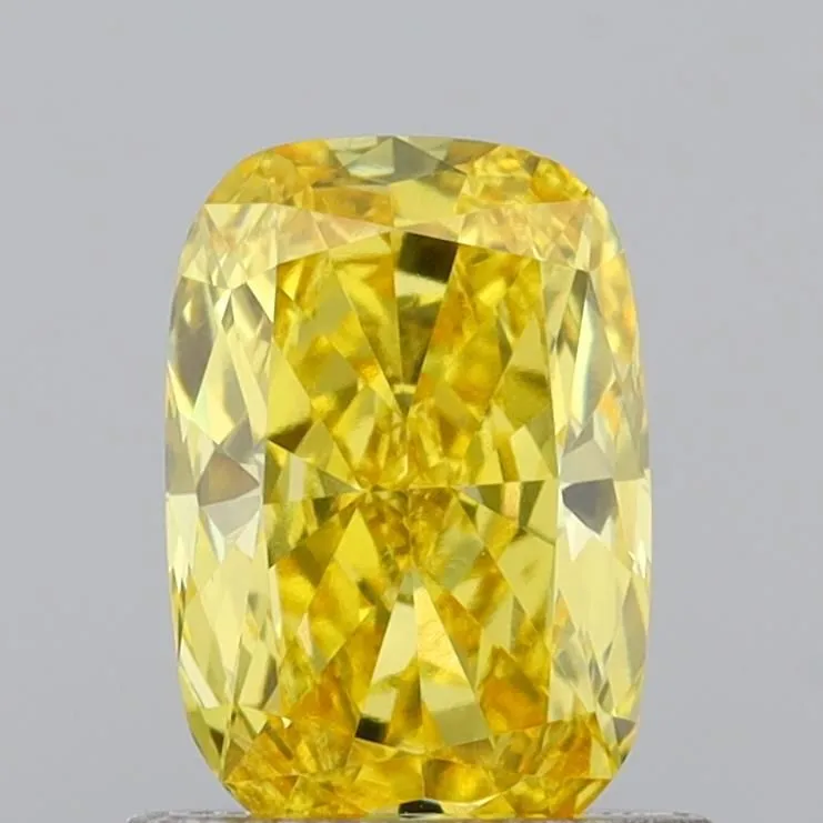0.74ct CUSHION Fancy Vivid Yellow VS1 Coloured Lab diamond