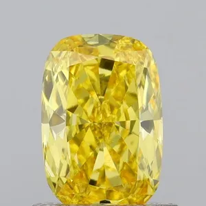 0.74ct CUSHION Fancy Vivid Yellow VS1 Coloured Lab diamond