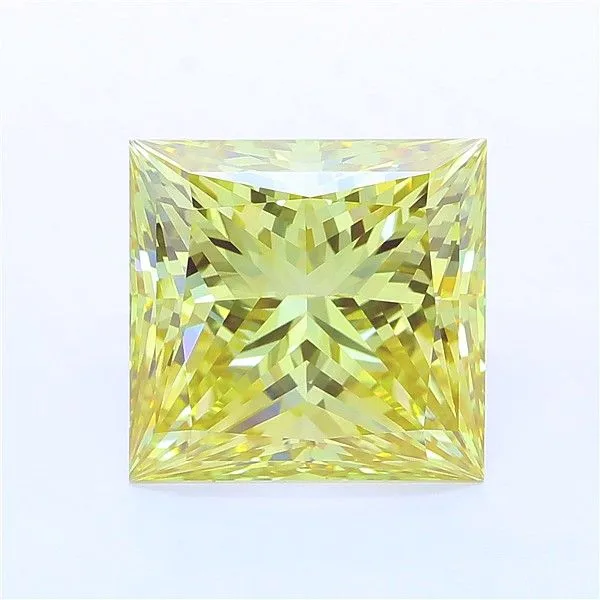 5.99ct PRINCESS Fancy Intense Yellow VVS2 Coloured Lab diamond
