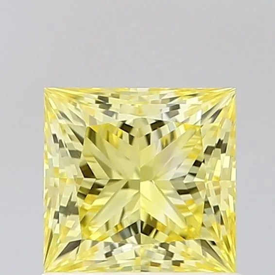 1.01ct PRINCESS Fancy Intense Yellow VVS1 Coloured Lab diamond