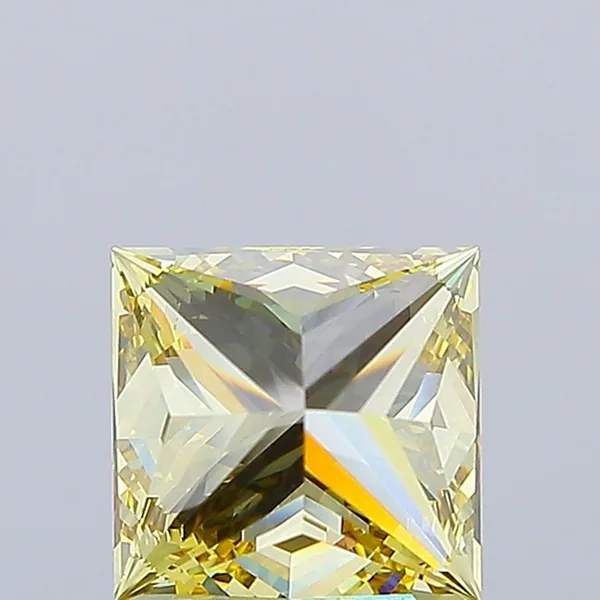 3.83ct PRINCESS Fancy Intense Yellow VS1 Coloured Lab diamond