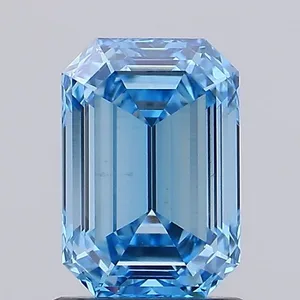 1.39ct EMERALD Fancy Vivid Blue VS1 Coloured Lab diamond