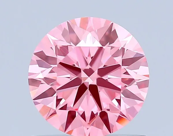 0.81ct ROUND Fancy Vivid Pink VVS2 Coloured Lab diamond