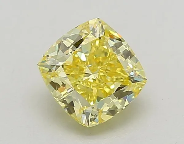 1.44ct CUSHION Fancy Intense Yellow VS1 Coloured Lab diamond