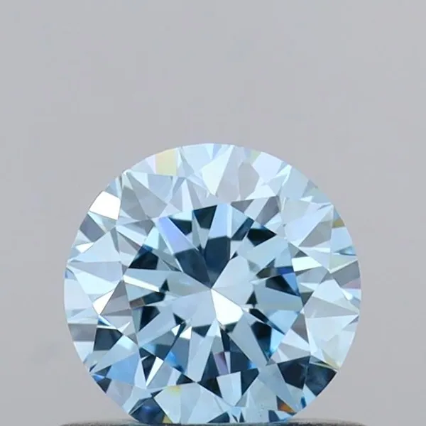 0.53ct ROUND Fancy Vivid Blue VVS2 Coloured Lab diamond