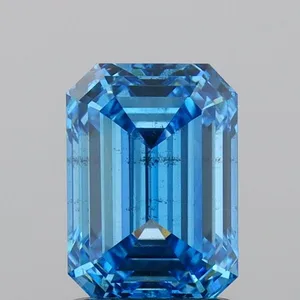 1.57ct EMERALD Fancy Vivid Blue SI1 Coloured Lab diamond
