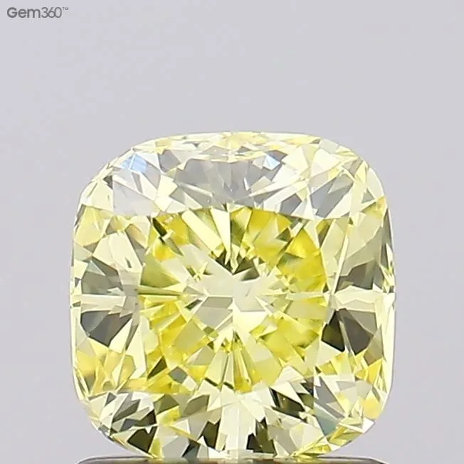 0.99ct CUSHION Fancy Yellow VS1 Coloured Lab diamond