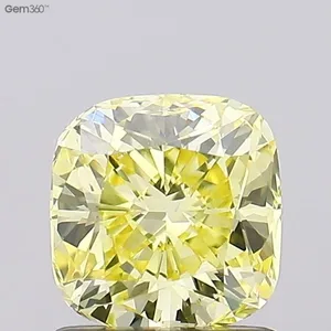 0.99ct CUSHION Fancy Yellow VS1 Coloured Lab diamond